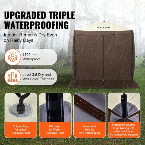 Vista 3 de Vevor Tienda de campaña desplegable con mosquitero, toldo de 4 lados, refugio solar, 4 paños para viento extraíbles para privacidad, ventanas
