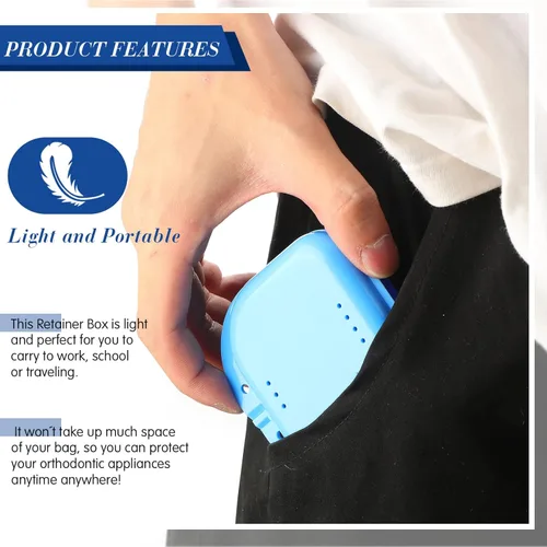 Vista 5 de Tanlade 80 fundas de retención dental con orificios de ventilación de 3.4 x 2.8 x 1.1 pulgadas, funda protectora bucal surtida, contenedor
