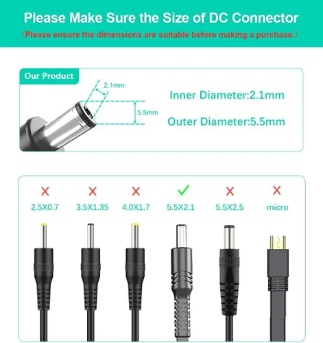 Vista 2 de Itramax Cable de extensión de 12 V CC de 10 pies, paquete de 2 unidades, fuente de alimentación plana de 0.217 in x 0.083 in, cable extendido de 22