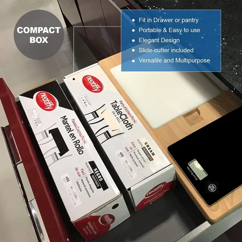 Vista 7 de Neatiffy Rollo de mantel de plástico desechable Mantel impermeable de 54 pulgadas x 108 pies Funda para mesas rectangulares, cuadradas, redondas