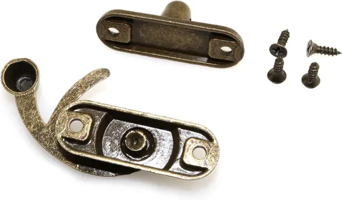 Vista 3 de 1 par de mini cierres de bronce estilo vintage, cierre de gancho para palanca izquierda y derecha, hebilla de metal curvada para maleta, joyero