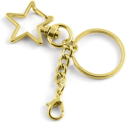 Llavero con diseño de estrellas, con cierre de mosquetón, metal para bricolaje, accesorios creativos, pentagrama, con cierre de langosta