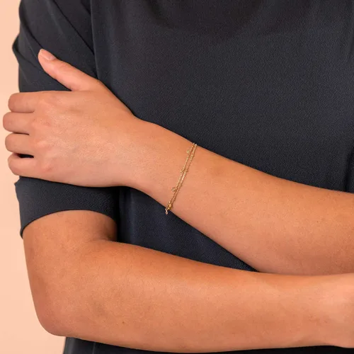 Vista 4 de PAVOI 14K Gold Plated PaperclipCurbFigaro Chain Adjustable Bracelet for Women