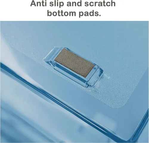 Vista 6 de Acrimet Facility - Organizador de archivos de escritorio de plástico de carga lateral de 3 niveles (color azul transparente)