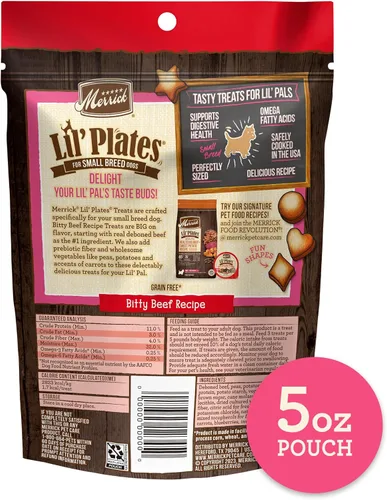 Vista 10 de Merrick Lil' Plates - Golosinas para perros pequeños sin granos, golosinas de entrenamiento naturales para perros pequeños, receta de carne de res