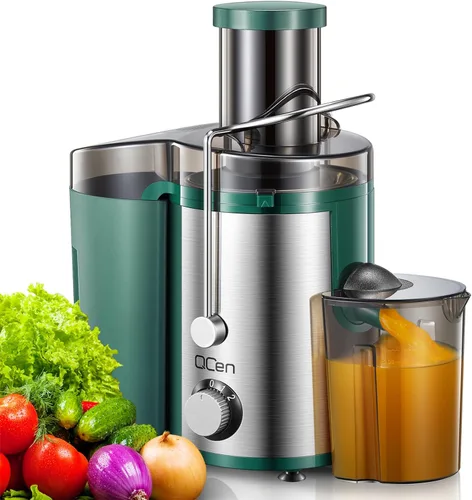 Vista 10 de Máquina exprimidora, extractor centrífugo de 800 W, con conducto de alimentación de boca ancha de 3 pulgadas para frutas y verduras, fácil de Rojo