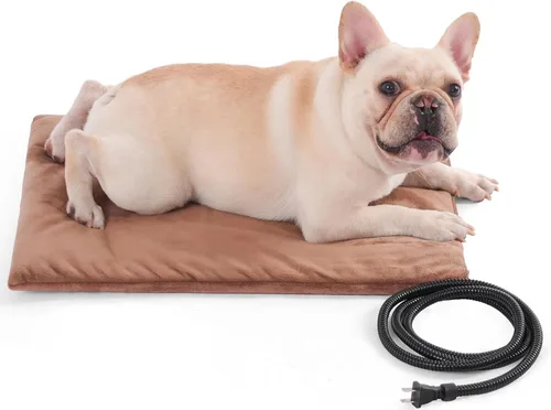 Vista 15 de Almohadilla térmica para mascotas para gatos y perros, interior y exterior, impermeable, con calefacción, cama para perros, cable resistente a
