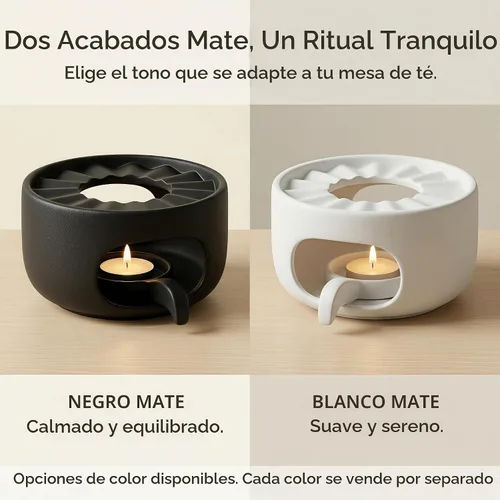 Vista 6 de Calentador de tetera de cerámica con cuchara de vela extraíble, base Negro