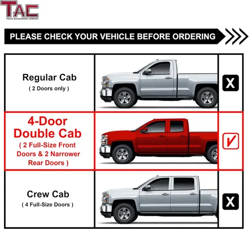 Vista 4 de Estribos laterales TAC compatibles con Chevy Silverado/GMC Sierra 1999-2018 1500 y 1999-2019 2500/3500 cabina extendida/doble