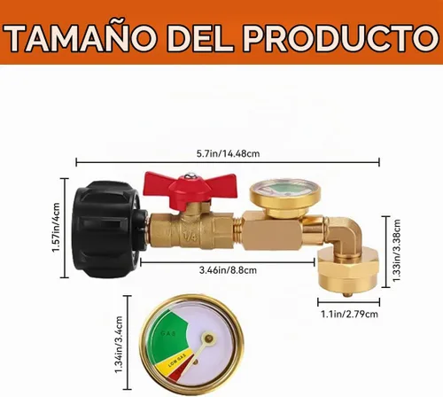 Vista 7 de 2025 Adaptador de Recarga de Propano Mejorado con Válvula y Calibre, Codo de Recarga QCC1 de Latón Sólido para Tanque Pequeño de 1 Libra a Cilindros