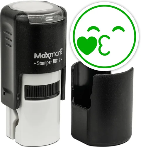 Vista 68 de MaxMark Sello de Emoji Autoentintado Redondo - Enojada - Tinta Negra