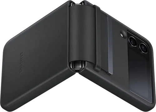 Vista 3 de Funda de cuero con solapa para Samsung Galaxy Z Flip4, funda protectora, prémium, lujosa con diseño de estilo delgado, versión estadounidense