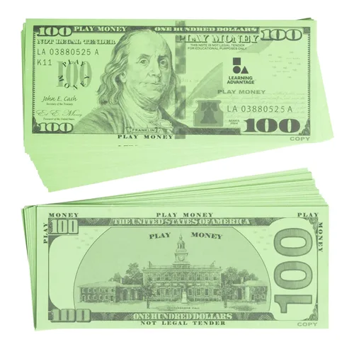 Vista 9 de LEARNING ADVANTAGE Billetes de juego de un dólar Juego de 100 Tamaño como efectivo real Dinero de juego para enseñar moneda y contar