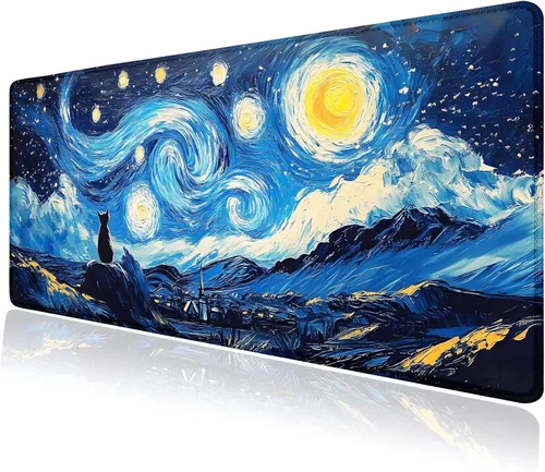 Vista 5 de Purple Galaxy Space Large Mouse Pad, Desk Mat Computer Keyboard Pad Non-Slip Rubber Base Waterproof with Stitched Edges for Laptop Gaming, Office &