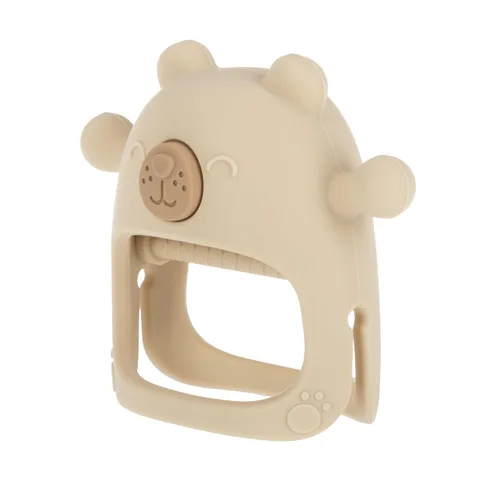 Vista 6 de Nuby Manopla de dentición de muñeca de silicona - Anillo de mordedor para bebés - Más de 3 meses - Oso marrón