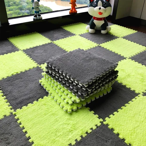 Vista 6 de 12 alfombrillas de juego de rompecabezas de azulejos entrelazadas de espuma EVA suave, alfombrillas protectoras para el suelo para la habitación