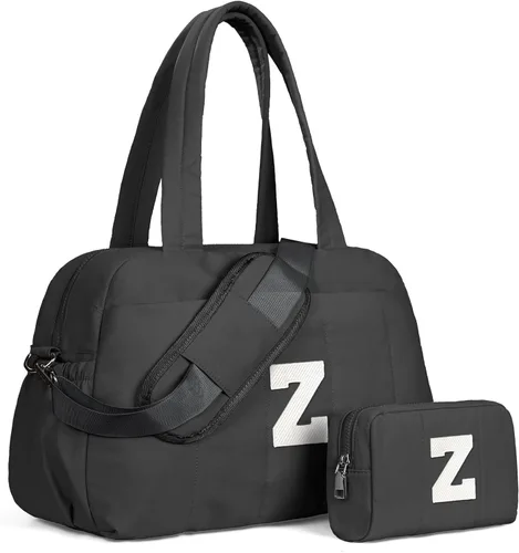 Vista 89 de Bolsa de lona Vogewood, bolsas personalizadas de fin de semana para mujer, bolsas de viaje con estuche de maquillaje, regalos de cumpleaños, Beige