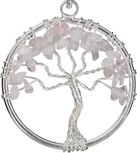 Collar KALIFANO de árbol de la vida natural para mujer, colgante de piedras preciosas de chakra con alambre retorcido hecho a mano, con propiedades