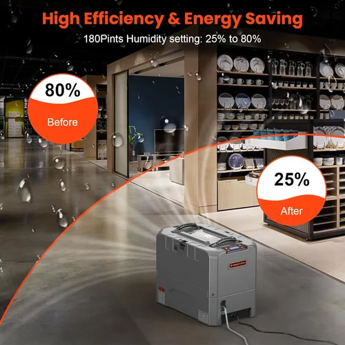 Vista 3 de Abestorm LGR85 - Deshumidificador comercial de 180 pintas con bomba, deshumidificadores industriales para sótano, almacén de espacio de arrastre