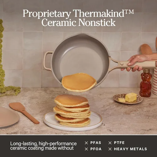 Vista 4 de Our Place Always Pan - Sartén de cerámica antiadherente mini de 8.5 pulgadas sin toxinas, sartén versátil con mango que se mantiene fresco, apto