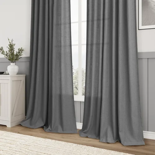 Vista 42 de Aersas Aqua Green Linen Curtains 84 Inches Long 2 Panels Set Back Tab Rod Pocket Living Room Curtain Farmhouse Rustic Light Filtering Hook Drapes
