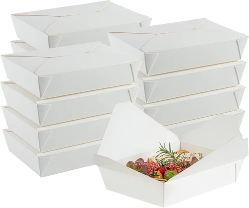 Vista 185 de Restaurantware Bio Tek - Cajas para llevar de 30 onzas, 200 loncheras para llevar, cierre de tabulación, resistentes al calor, desechables, de papel