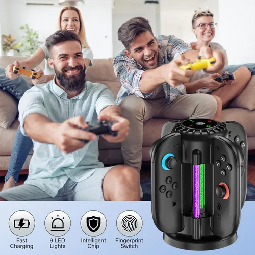 Vista 9 de Switch-2-Joycon-Charger - Base de carga para Nintendo Switch 2 JoyCon 2025, luz LED magnética y de burbujas, estación de carga rápida para Nintendo