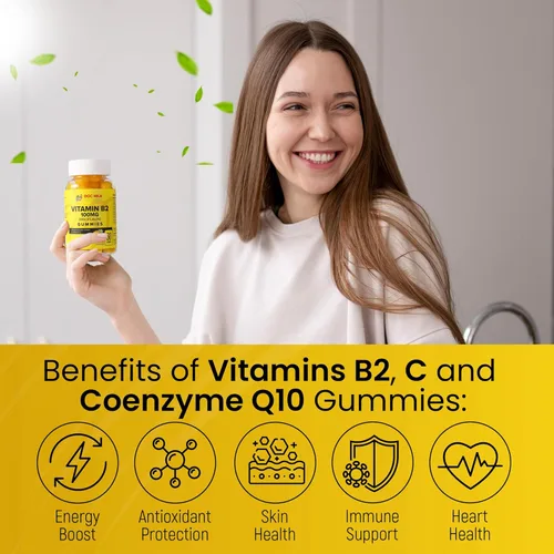 Vista 4 de Gomitas de vitamina B2 de 100 mg para adultos y niños - Gomitas de riboflavina de 100 mg - Suplementos VIT B2