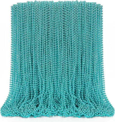 Vista 9 de 100 PCS Cuentas de Mardi Gras, Regalos de Fiesta de Cuentas de Mardi Gras, Collares de Juguete de Cuentas Moradas de 33", Disfraz a Granel