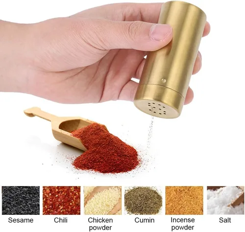 Vista 4 de Tarro de especias, 2 unidades de acero inoxidable para condimentos para sal, pimienta y azúcar
