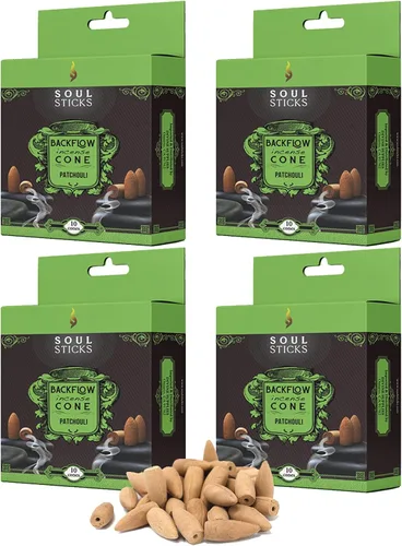 Vista 14 de Soul Sticks Conos de incienso de reflujo – 40 conos orgánicos hechos a mano para quemador de cascada Paquete de 4 aromas aromáticos de larga