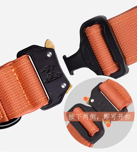 Vista 5 de Collar táctico para perro, collar ajustable de nailon para entrenamiento militar con mango de control y hebilla de metal pesado para perros medianos