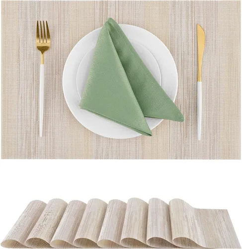 Vista 47 de Leetaltree - Juego de 4 manteles individuales beige, antideslizantes, resistentes al calor, para mesa de comedor, lavables, duraderos, de PVC