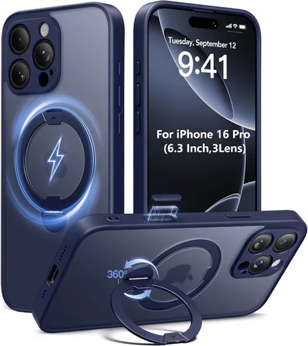 Vista 44 de Funda magnética mejorada para iPhone 14 Pro, soporte irrompible y magnético, protección de grado militar, funda para teléfono compatible