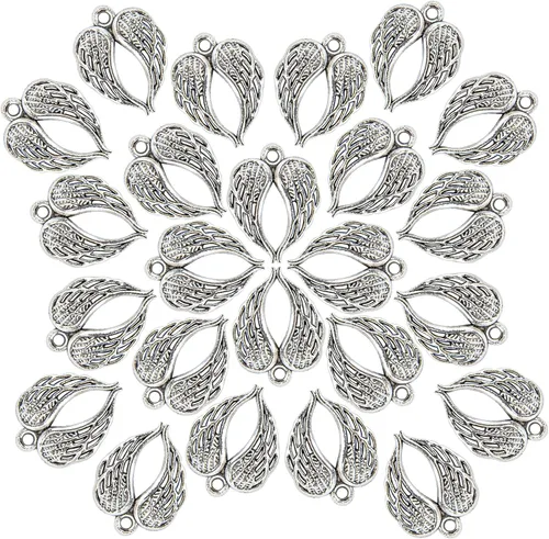 Vista 12 de Framendino, Dijes de alas de ángel con alas de oro, dije de alas de metal para pulseras, collares, aretes, suministros de fabricación de joyas