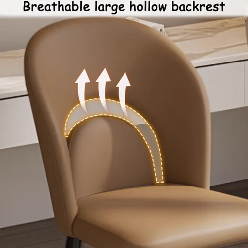 Vista 7 de YVYKFZD Leather Dining Chairs, Kitchen Chairs Set with Curved Back, Upholstered Dining Room Chair, Armless Comfy Side Chair, for Living Room, Dark