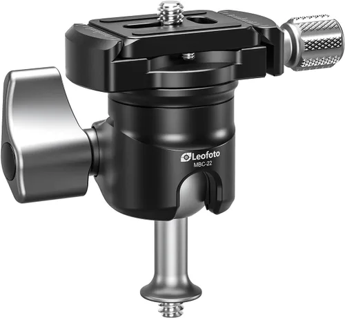 Vista 10 de Leofoto Mini cabezal de bola LH-22 con placa QR, bola de 0.866 in, control de perilla de tornillo, rosca de montaje de 1/4", compatible con Arca