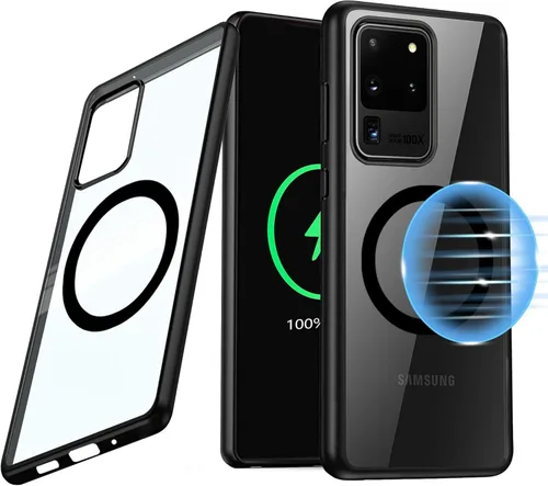 Vista 12 de Funda magnética para Samsung Galaxy Note 10 (6.3 pulgadas) [compatible con Magsafe] parachoques de TPU suave + parte trasera transparente
