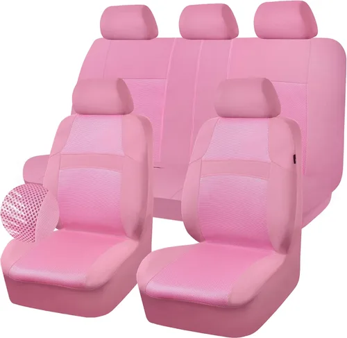 Vista 10 de CAR PASS Juego de fundas de asiento completas, Funda de asiento de malla de aire 3D con esponja compuesta de 5 mm en el interior, compatible