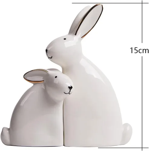 Vista 6 de SEINHIJO Estatua de conejo, escultura, estatua de conejo, decoración moderna de 5.9 pulgadas Blanco