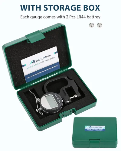 Vista 6 de Digital Thickness Gauge 0.001mm/0.00005" 0-12.7mm/0.5" Electronic Micrometer Thickness Meter with LCD Display, Unit Conversion, Storage Case