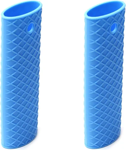 Vista 13 de MroMax Soporte de silicona con asa caliente de 6.1 pulgadas, agarradera antideslizante resistente al calor, para ollas de hierro fundido, woks, Negro