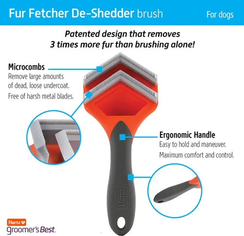 Vista 5 de Hartz Groomer's Best Fur Fetcher De-Shedder - Cepillo para perro, color negro