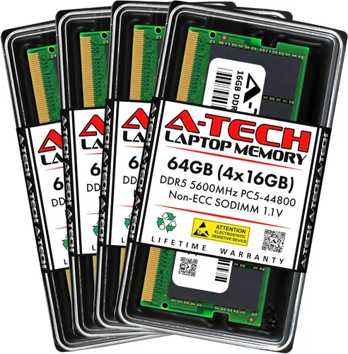 Vista 21 de A-Tech 8GB DDR5 4800MHz PC5-38400 CL40 SODIMM 1.1V Memoria RAM de 1.1V sin ECC sin búfer SO-DIMM de 262 pines para actualización de memoria