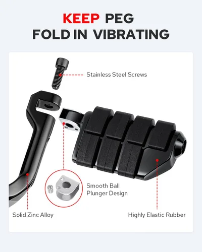 Vista 5 de Benlari Estriberas de Carretera de 1 pulgada 1-1/4 pulgadas Estriberas de Acero Inoxidable 304 Largas Anguladas Ajustables Compatibles con Harley