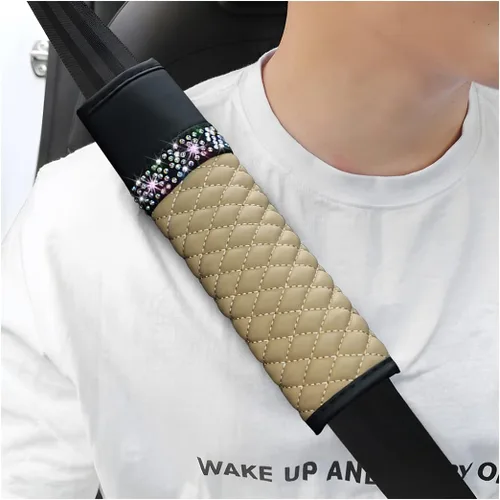 Vista 13 de zipelo 2 fundas para cinturón de seguridad de automóvil, almohadillas de cuero transpirable que protegen tu cuello, correas de arnés para una