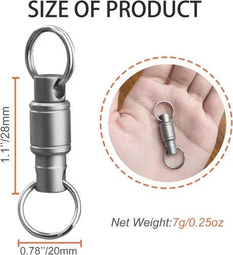 Vista 2 de Autuveen Titanium Quick Release Keychain,Detachable Key Chain Pull Apart Key Ring for Men Women,Keychain Accessorie for Purse