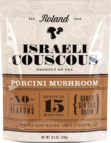 Roland Foods Cuscús israelí de hongos Porcini, comida especial, 6.3 onzas, paquete de 1