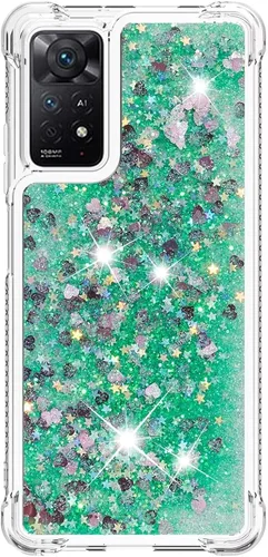 Vista 92 de Funda de silicona transparente con purpurina para Xiaomi Redmi A1 Bling Liquid Clear Star Heart Silicone Bumper a prueba de golpes, funda