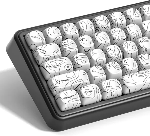 Vista 16 de dagaladoo Juego de teclas topográficas negras, perfil MOA PBT tapas 100 por ciento, teclado personalizado Dye-Sub de 129 teclas para teclado